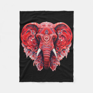 Red Mandala Aart Elephant Tril Yoga Graphic Fleece Blanket