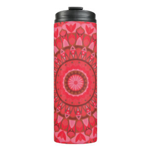Red Mandala Boho Travel Warm Pattern Cozy Design Thermal Tumbler