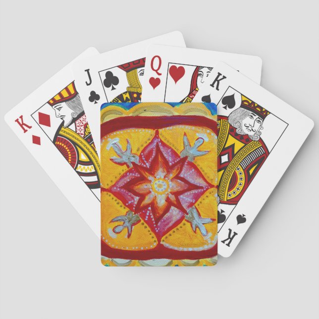 Red Mandala Classic Playing Cards (Back)