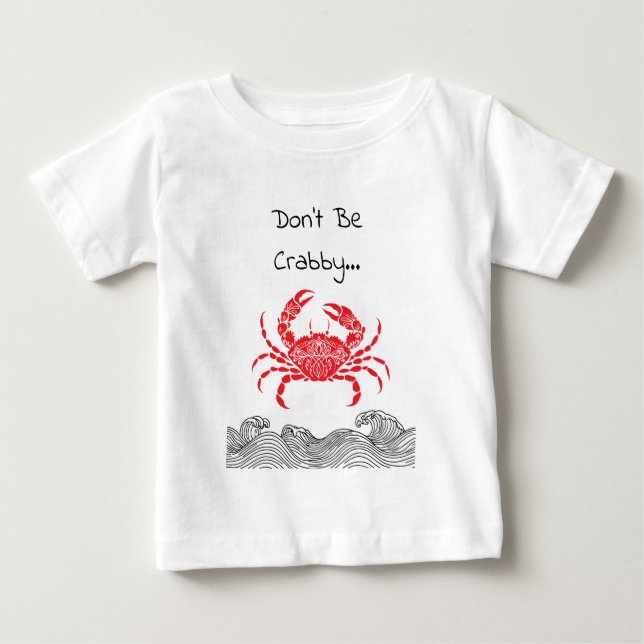 Red Mandala Crab and Waves T-Shirt (Front)