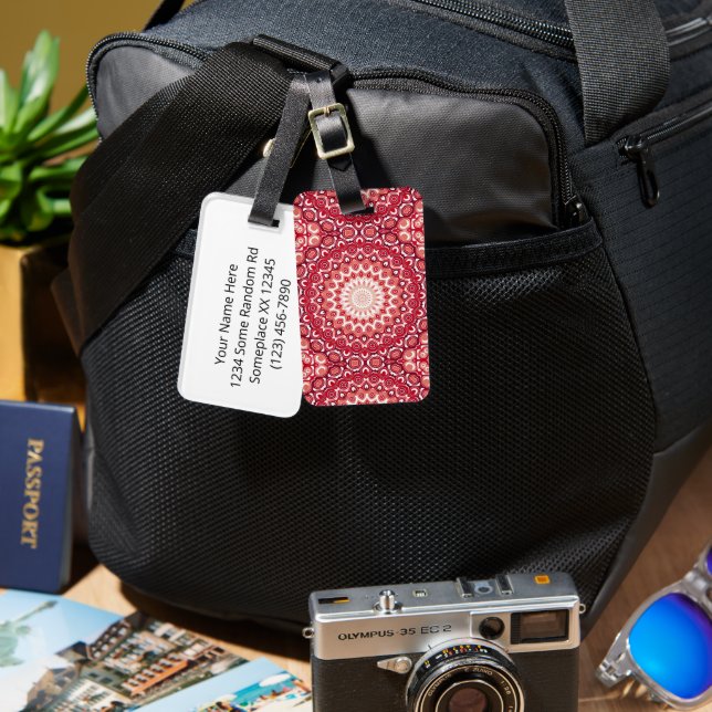 Red Mandala Pattern in Fiery Gradient Luggage Tag (Front & Back)