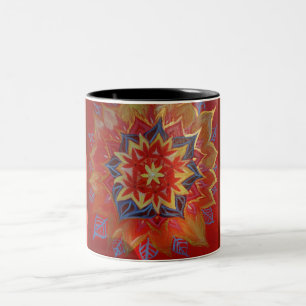 Red Mandala Two-Tone Mug
