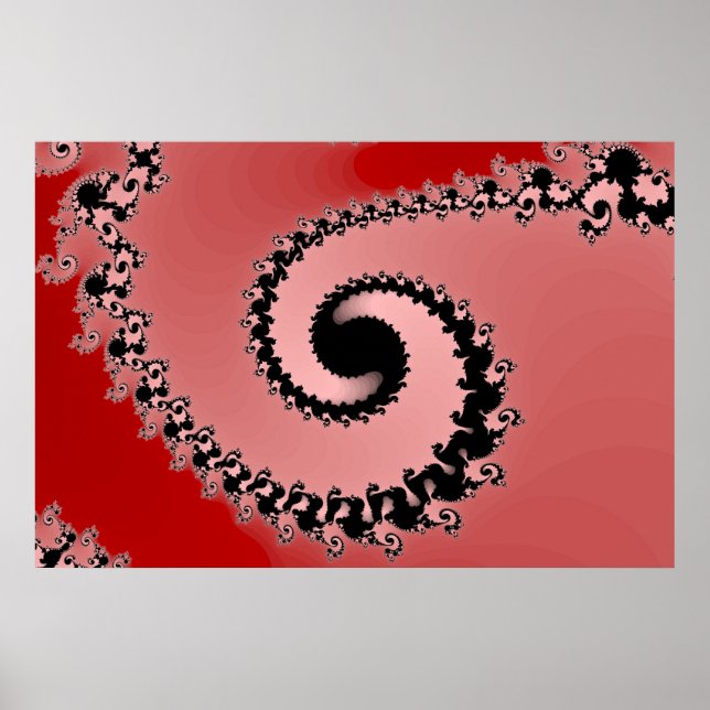 Red Mandelbrot Spiral Poster (Front)