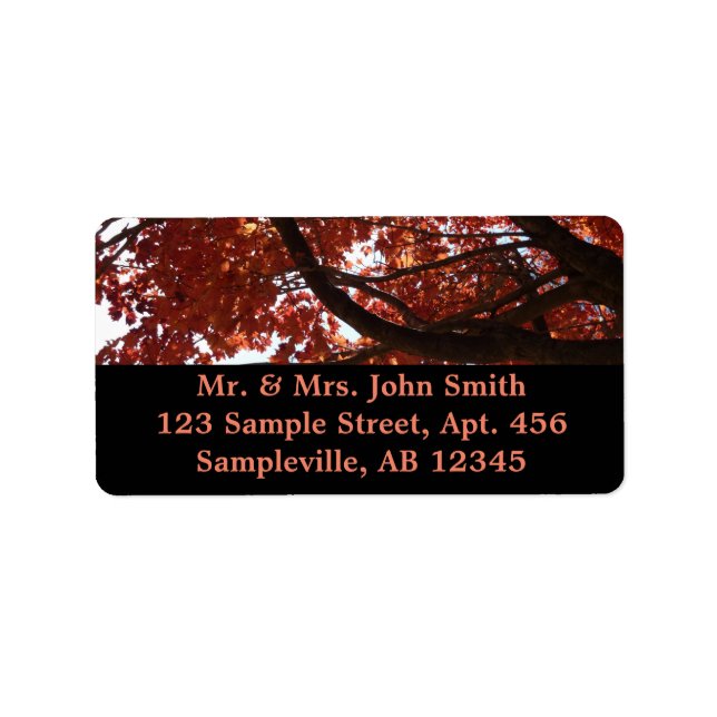 Red Maple Branches Autumn Colours Label (Front)