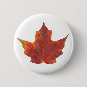 Red Maple Leaf 2 Inch Round Button