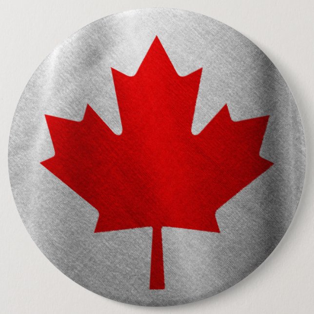 Red Maple Leaf  6 Inch Round Button (Front)
