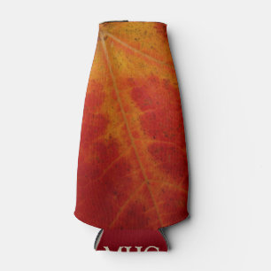 Red Maple Leaf Abstract Autumn Nature Photography Bottle Cooler