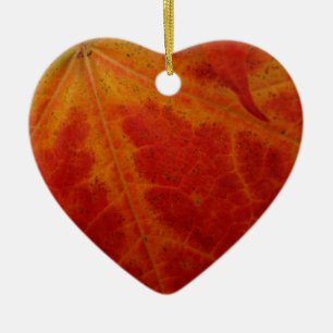 Red Maple Leaf Abstract Autumn Nature Photography Ceramic Ornament