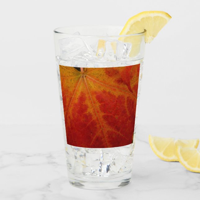 Red Maple Leaf Abstract Autumn Nature Photography Glass (Back Ice)