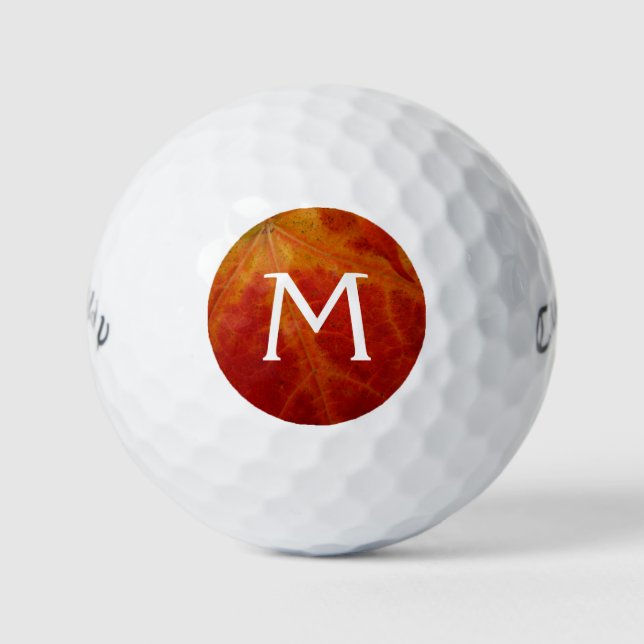 Red Maple Leaf Abstract Autumn Nature Photography Golf Balls (Front)