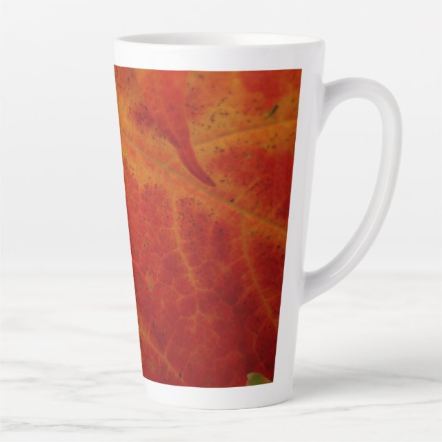 Red Maple Leaf Abstract Autumn Nature Photography Latte Mug (Right)