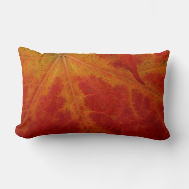 Red Maple Leaf Abstract Autumn Nature Photography Lumbar Pillow (Front)