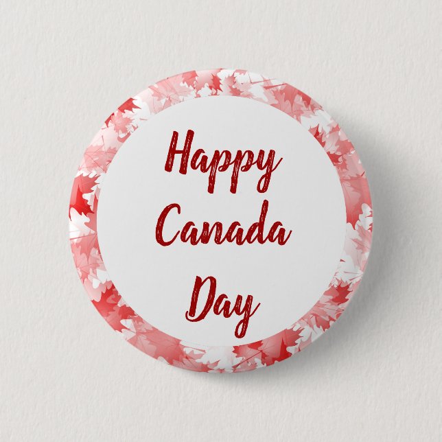Red Maple Leaf Canada Symbol Emblem Flag Logo 2 Inch Round Button (Front)
