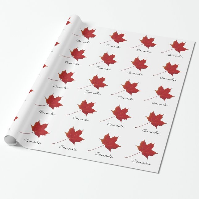 Red maple leaf - canada wrapping paper (Unrolled)