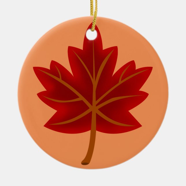 Red Maple Leaf Ceramic Ornament (Front)