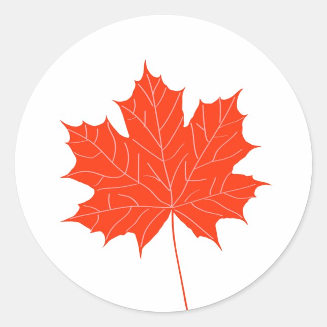 Red maple leaf classic round sticker (Front)