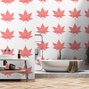Red Maple Leaf Custom Colour White Wallpaper
