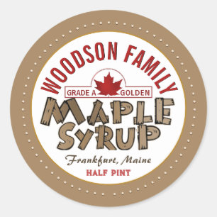 Red Maple Leaf Emblem Maple Syrup Editable Label