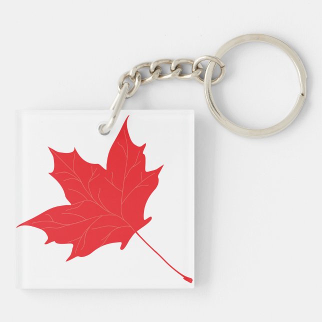 Red maple leaf keychain (Back)