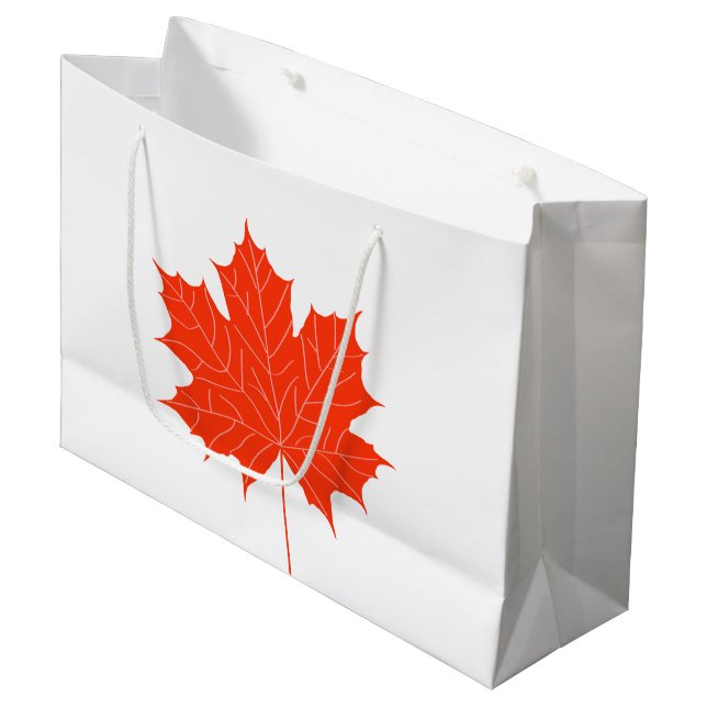 Red maple leaf large gift bag (Front Angled)