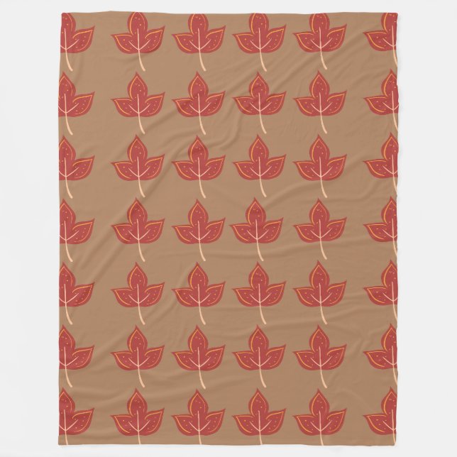 Red Maple Leaf Pattern Fleece Blanket (Front)