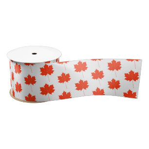 Red maple leaf satin ribbon