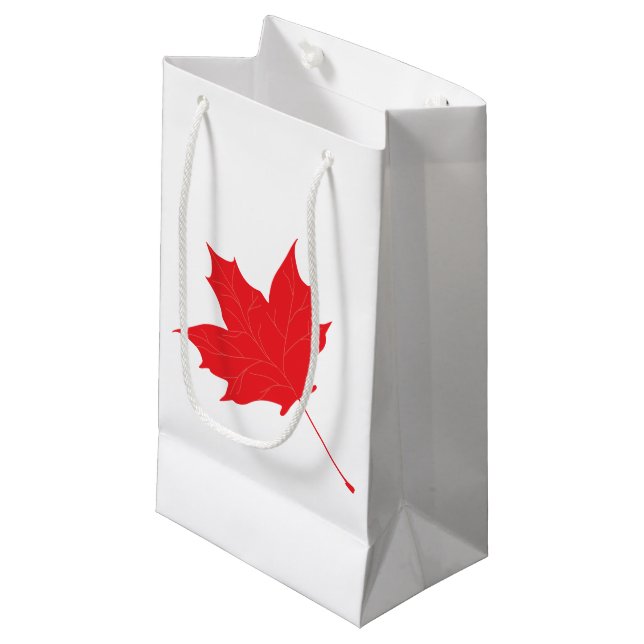 Red maple leaf small gift bag (Front Angled)