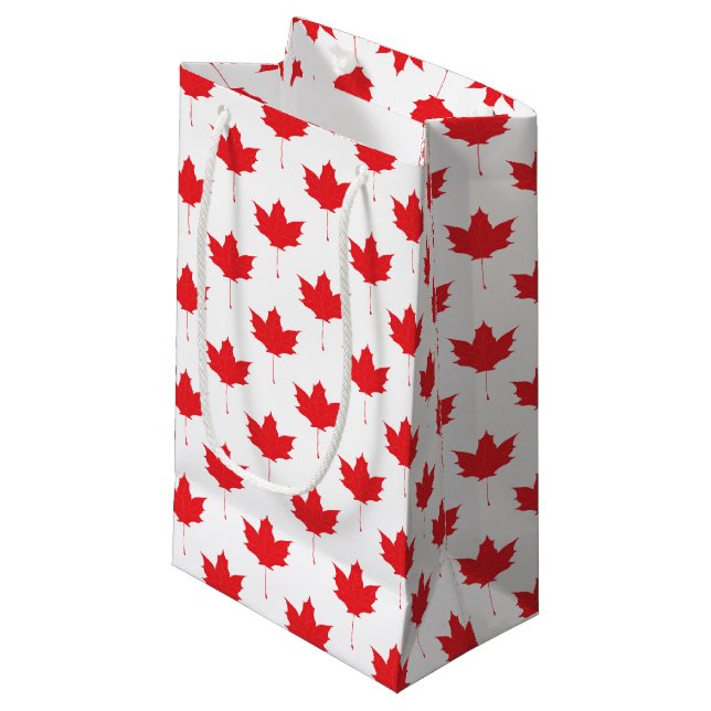 Red maple leaf small gift bag (Front Angled)