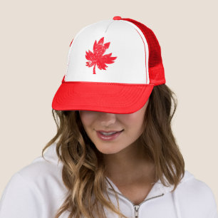 Red maple leaf trucker hat