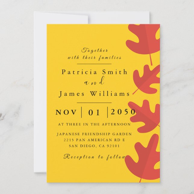 Red Maple Leaf Wedding Invitation (Front)