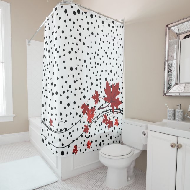 Red maple leaves and black polka dots (In Situ)
