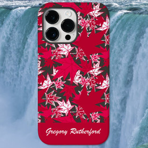Red Maple Leaves on Charcoal Phone Case