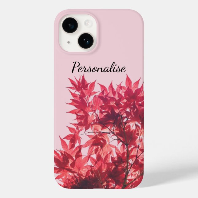 Red Maple Leaves on Pink Case-Mate iPhone Case (Back)