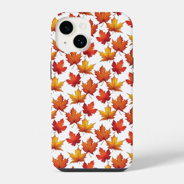 Red Maple Leaves Pattern. Fall Pattern iPhone Case (Back)