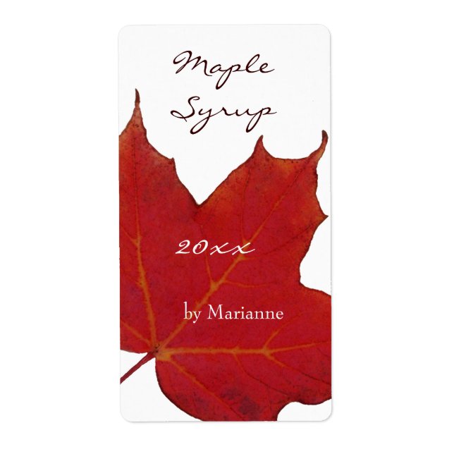 Red Maple Maple syrup canning label (Front)