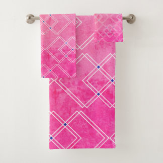Red Marble and Square Layers Bath Towel Set