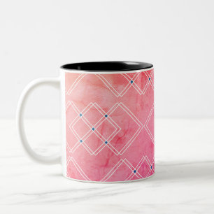 Red Marble and Square Layers Two-Tone Coffee Mug