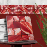 Red Marble Geometric Art Tile<br><div class="desc">This gorgeous tile is part of my "I see red" collection of tiles featuring shades of red and orange in different textures - watercolor, marble, agate, carnelian, citrine. Use it to create stunning look in the bathroom or shower - accent tile mosaic behind the mixer or bathtub for example, or...</div>