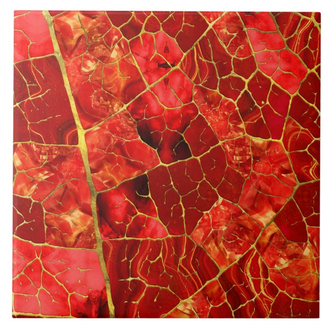 Red  Marble Leaf Tile (Front)