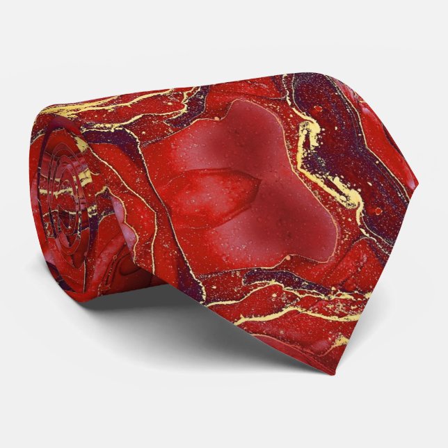 Red Marble  Neck Tie (Rolled)