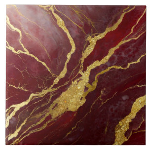 Red Marble Pattern with Gold Tile