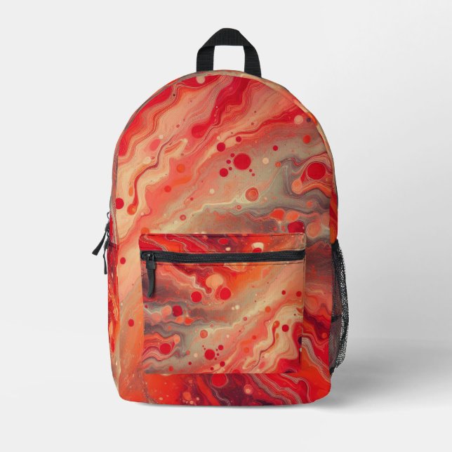 Red Marble Printed Backpack (Front)