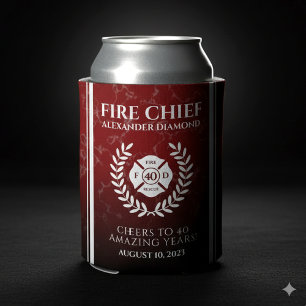 Red Marble Retiring Firefighter Can Cooler