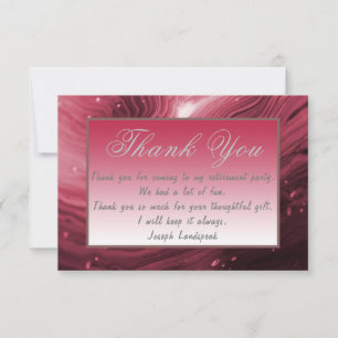 Red Marble & Silver Colours Retirement Thank You Card