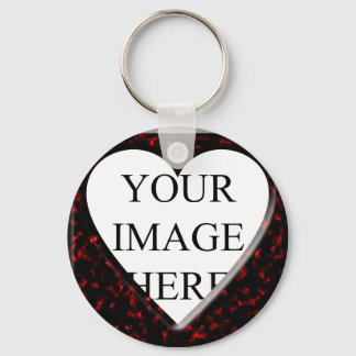 Red Marble Square Frame with Heart Keychain