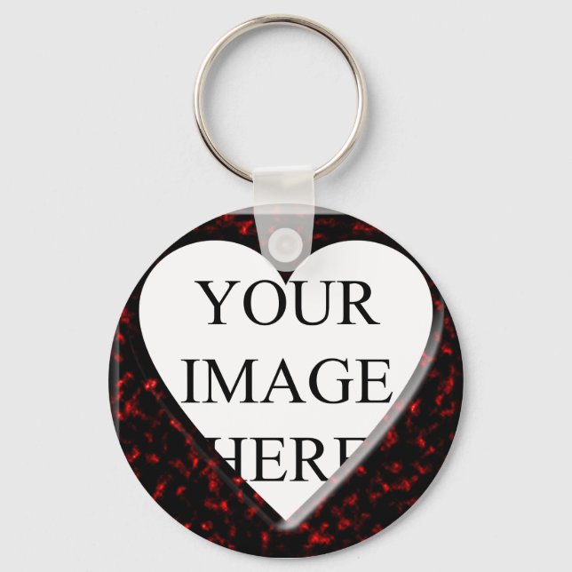 Red Marble Square Frame with Heart Keychain (Front)
