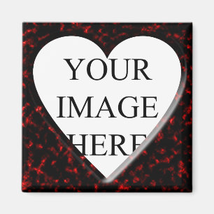 Red Marble Square Frame with Heart Magnet