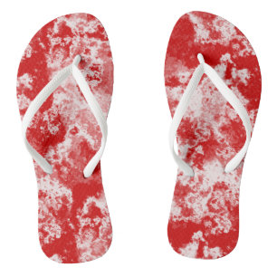 red Marble Swirl Abstract Flip Flops