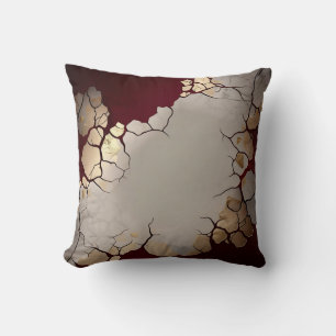 Red Marble With Silver And Gold Throw Pillow