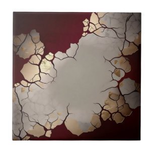 Red Marble With Silver And Gold Tile